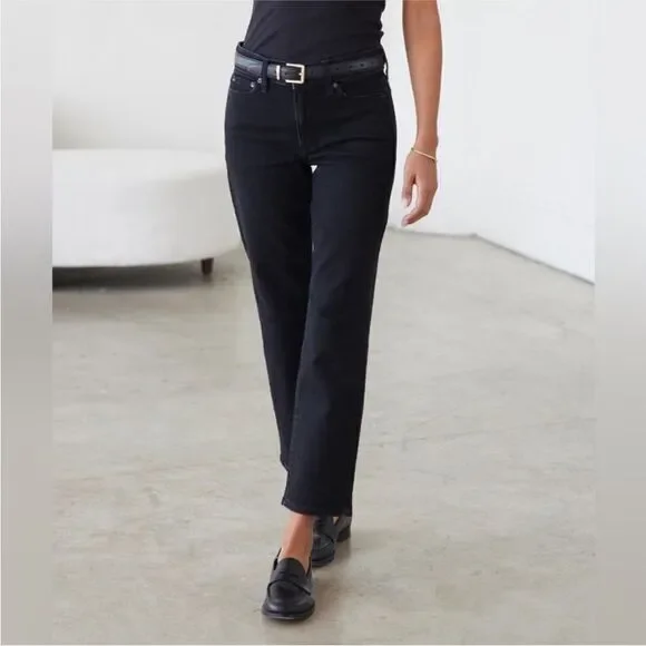 AYR The Frenchie Black Mid Rise Crop Jeans